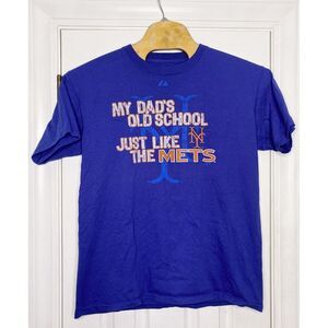 Majestic MLB New York Mets T-Shirt "My Dads Old School Just Like The Mets" Large